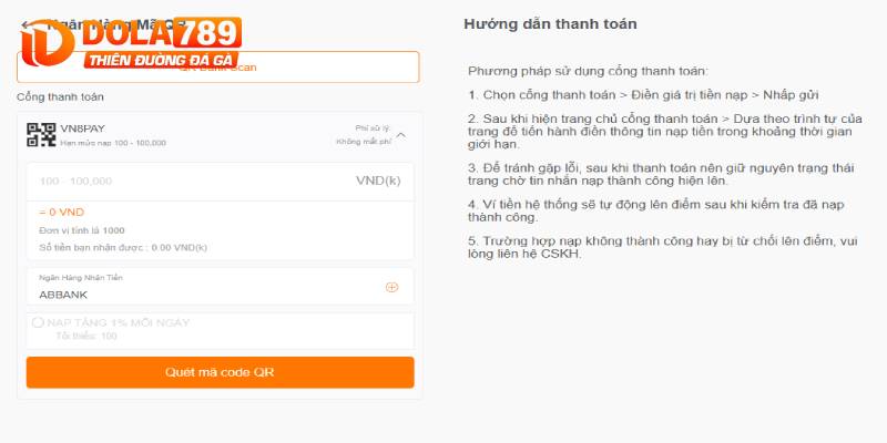 Nhập đúng số tài khoản nạp tiền để tránh sai sót